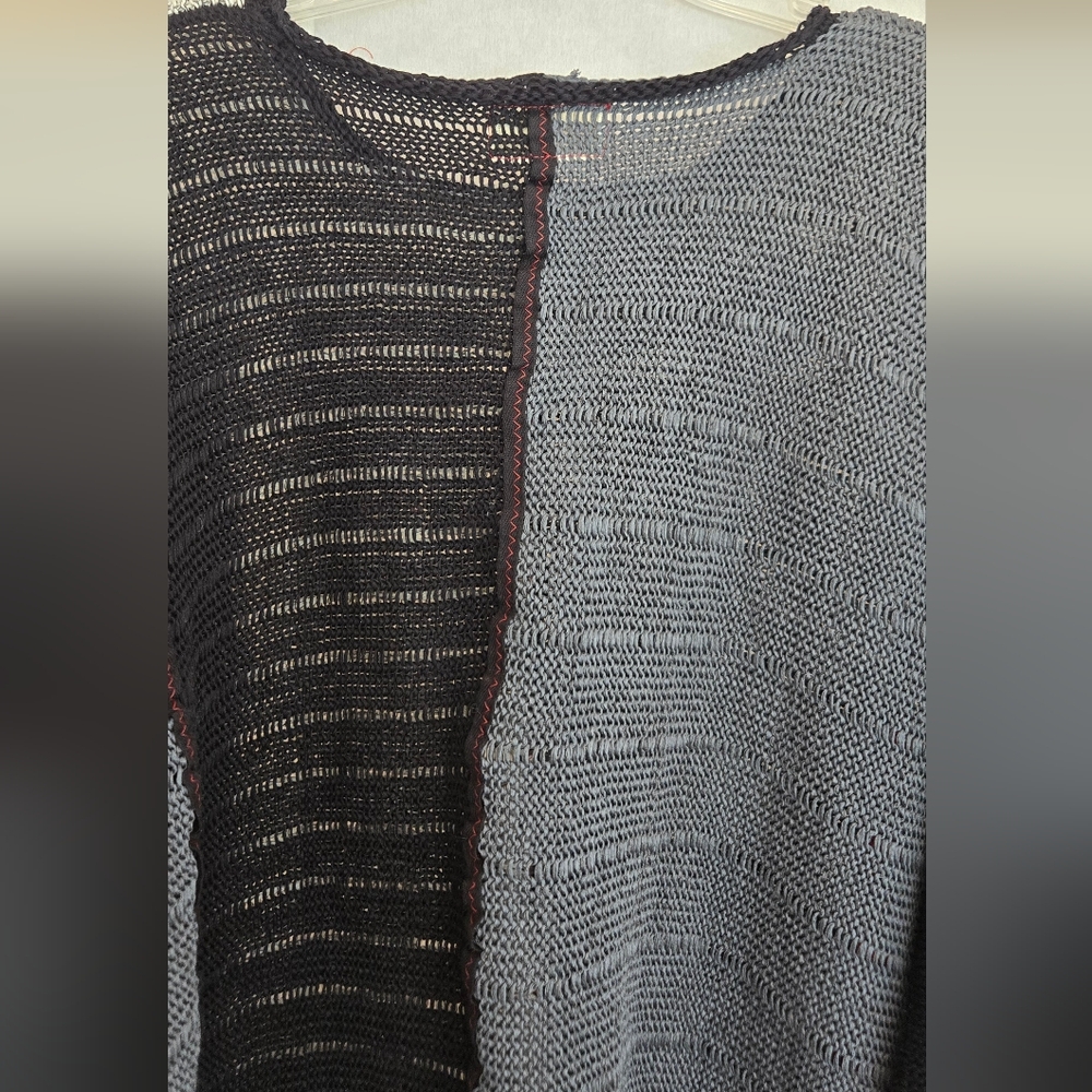 Artisan Patchwork Oversized Sweater - Black, Gray… - image 4